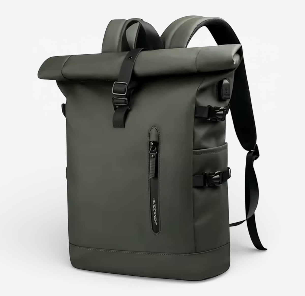 Sac à Dos Urbain Homme – Rolltop, Tissu Déperlant & Port USB, 15.6”